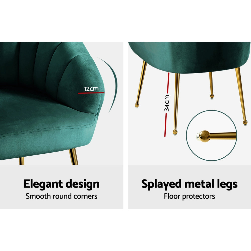 Artiss Armchair Velvet Green Eloise-Armchairs-PEROZ Accessories