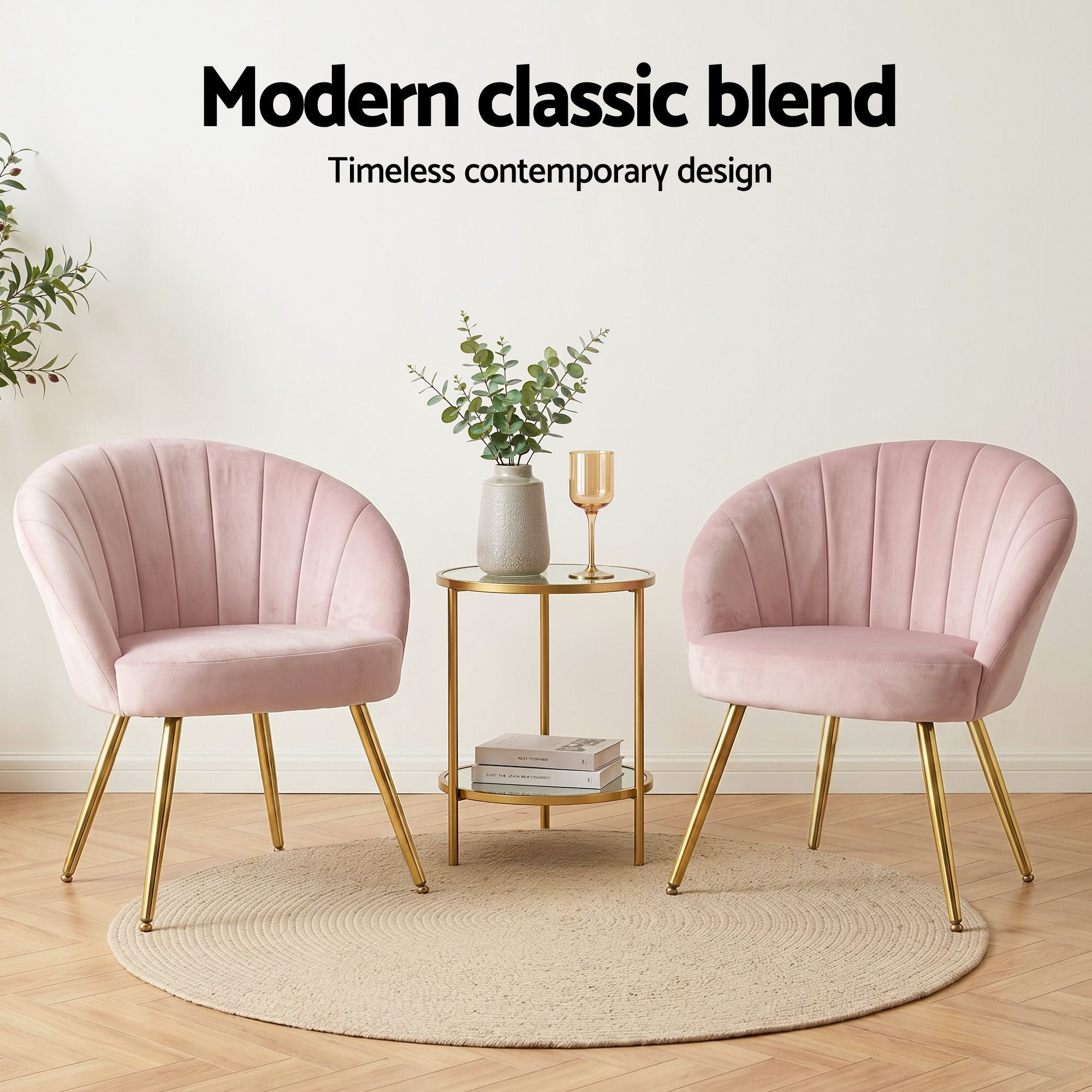 Artiss Armchair Velvet Pink Eloise-Armchairs-PEROZ Accessories