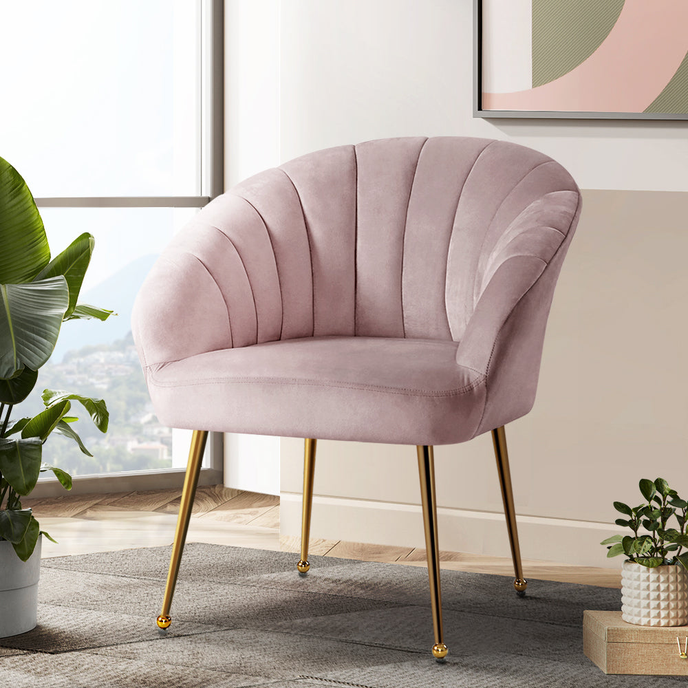 Artiss Armchair Velvet Pink Eloise-Armchairs-PEROZ Accessories
