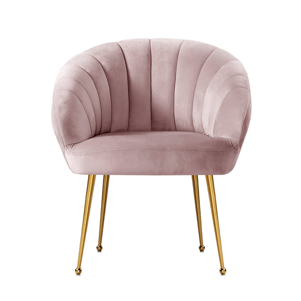 Artiss Armchair Velvet Pink Eloise-Armchairs-PEROZ Accessories
