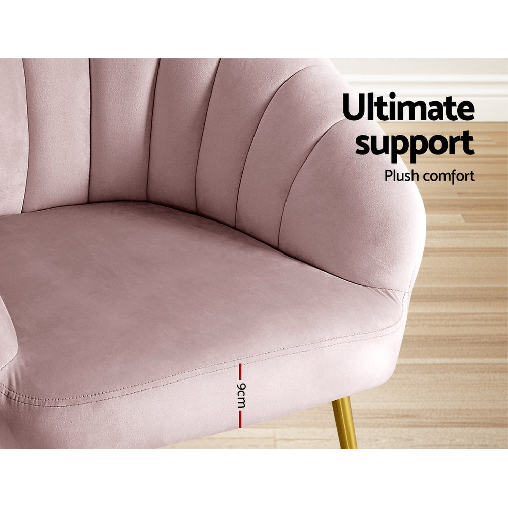 Artiss Armchair Velvet Pink Eloise-Armchairs-PEROZ Accessories