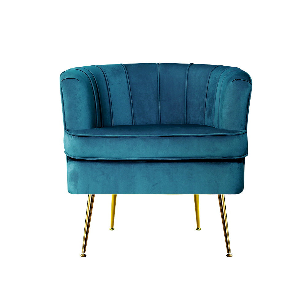 Artiss Armchair Velvet Blue Norvia-Armchairs-PEROZ Accessories