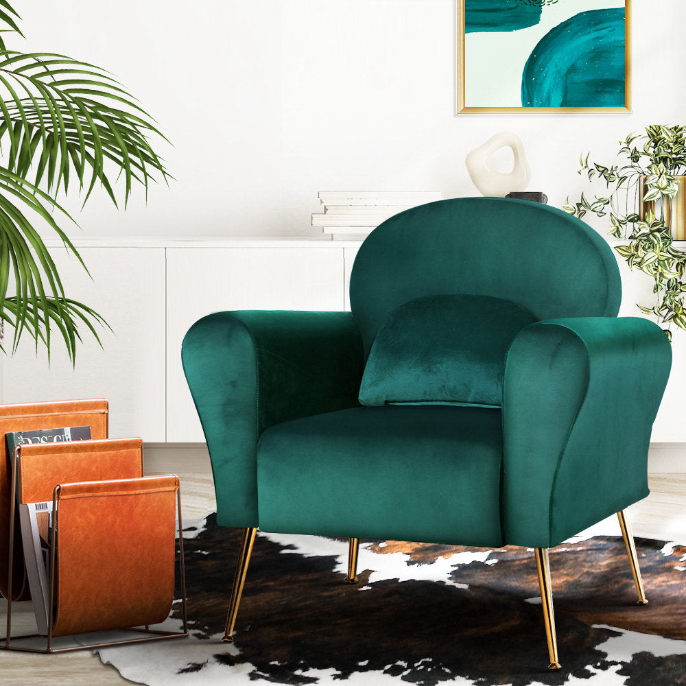 Artiss Armchair Green Velvet Caroline-Armchairs-PEROZ Accessories