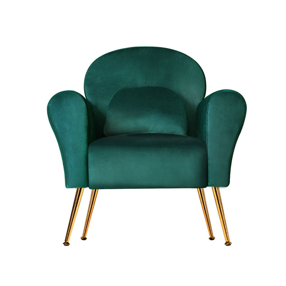 Artiss Armchair Green Velvet Caroline-Armchairs-PEROZ Accessories