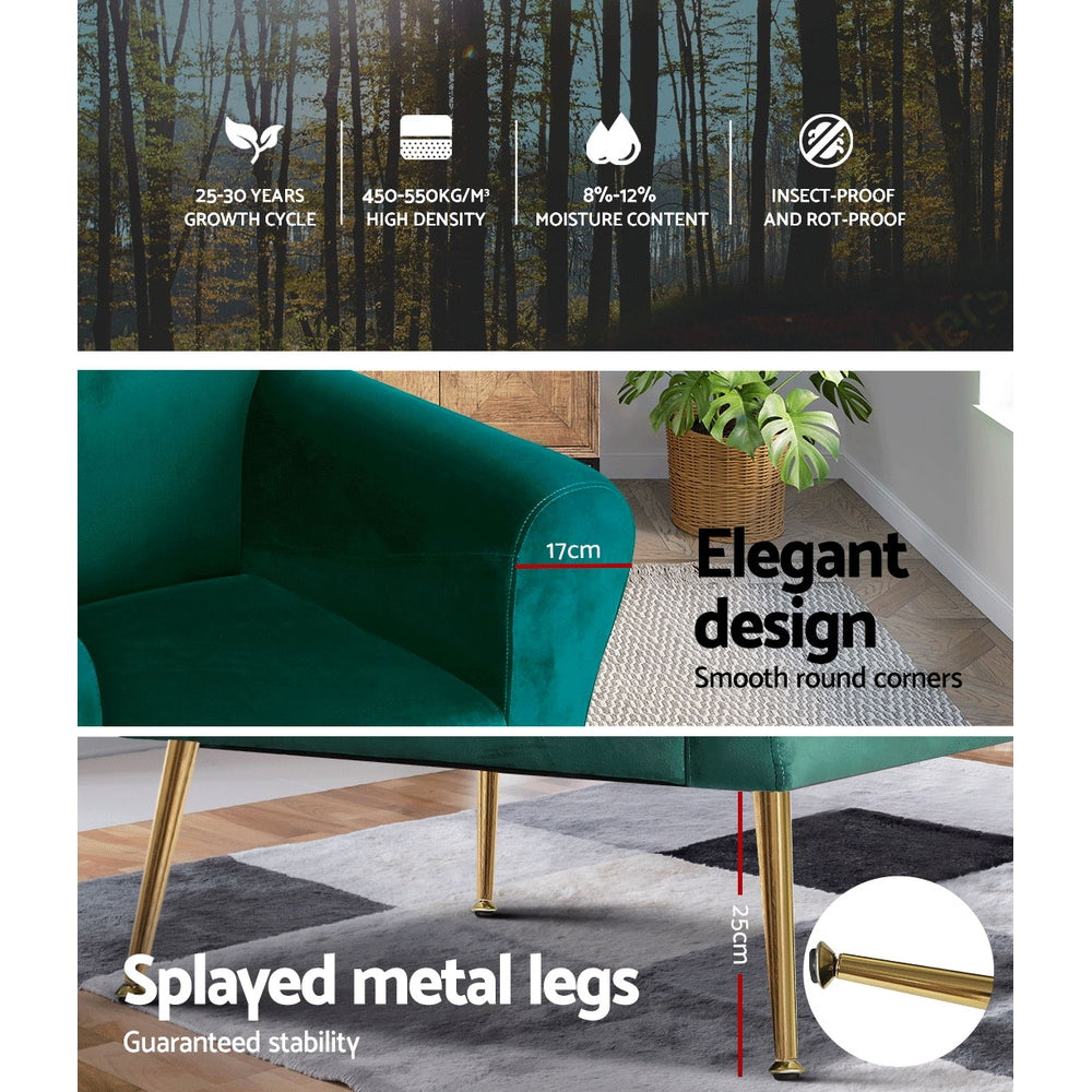 Artiss Armchair Green Velvet Caroline-Armchairs-PEROZ Accessories