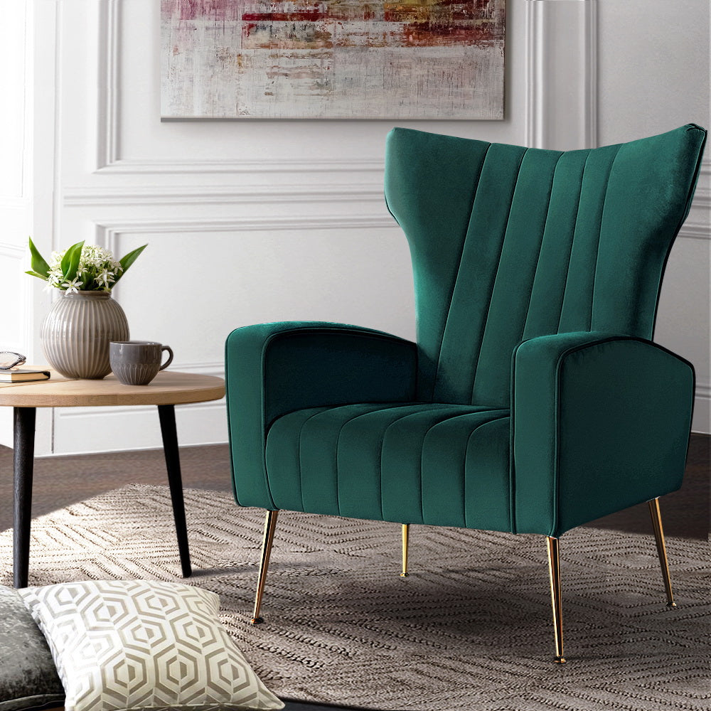 Artiss Armchair Green Velvet Kate-Furniture > Living Room-PEROZ Accessories