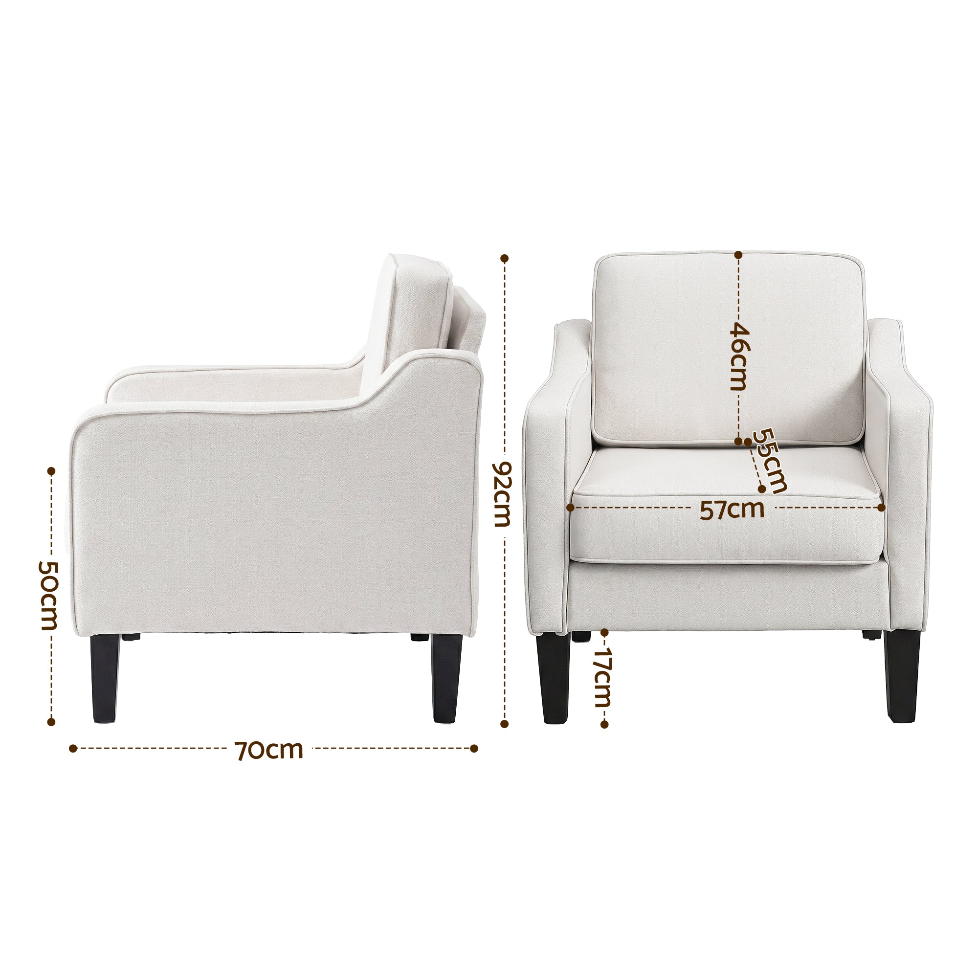 Artiss Armchair Lounge Accent Chair Linen Fabric Beige-Furniture > Bar Stools & Chairs > Arm Chairs & Recliners-PEROZ Accessories