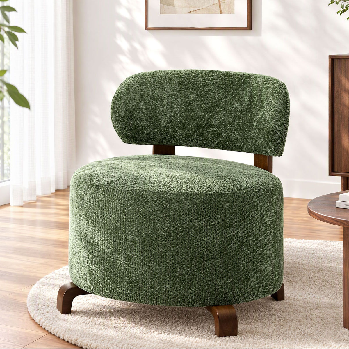 Artiss Armchair Occasional Chair Linen Upholstered Curved Backrest Green-Furniture > Bar Stools & Chairs > Arm Chairs & Recliners-PEROZ Accessories