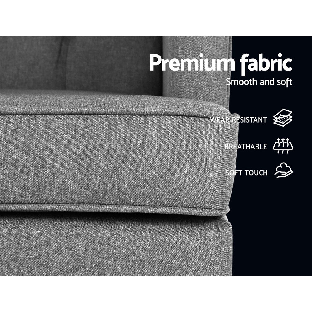 Artiss Rocking Chair Armchair Linen Fabric Grey Gaia-Armchairs-PEROZ Accessories