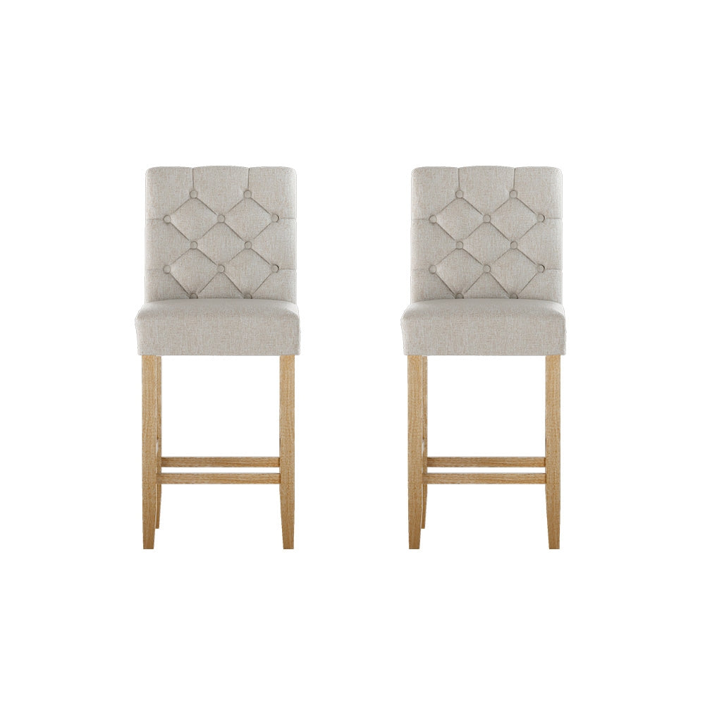Artiss 2x Bar Stools Linen Upholstered Chairs-Furniture > Bar Stools & Chairs-PEROZ Accessories