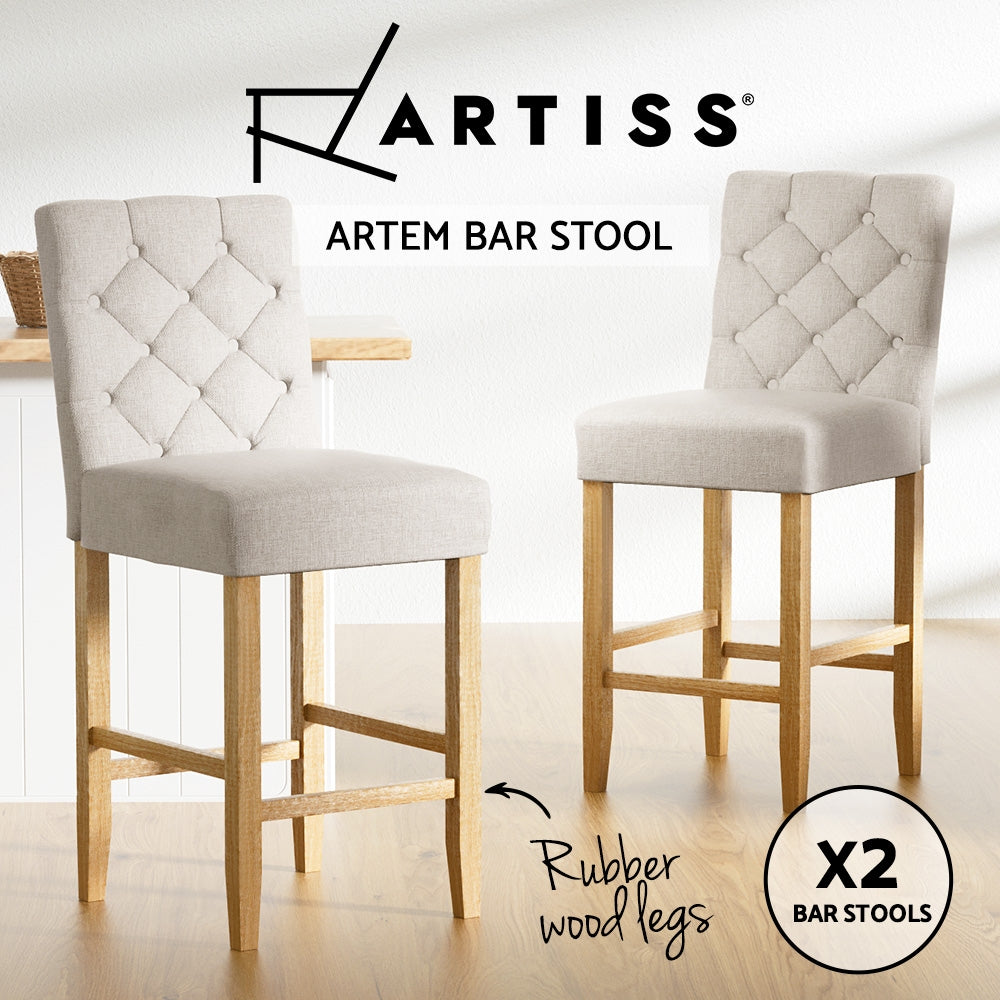 Artiss 2x Bar Stools Linen Upholstered Chairs-Furniture > Bar Stools & Chairs-PEROZ Accessories