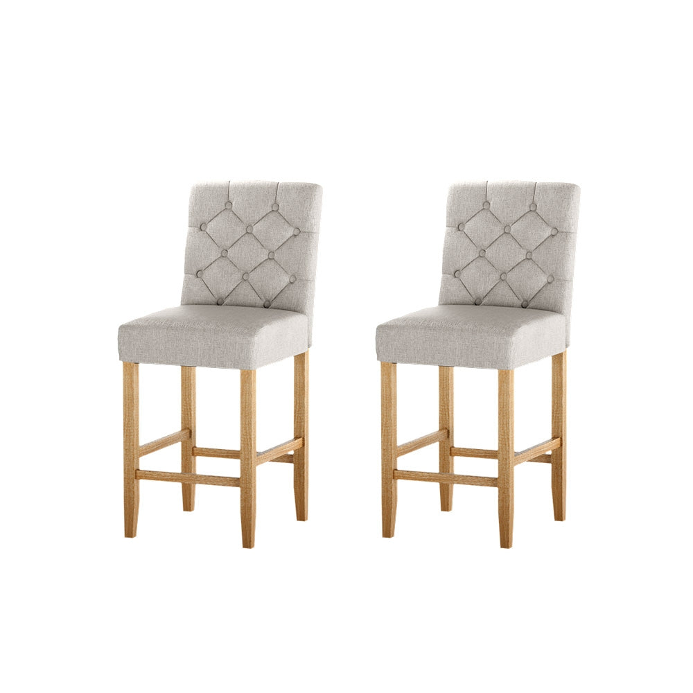 Artiss 2x Bar Stools Linen Upholstered Chairs-Furniture > Bar Stools & Chairs-PEROZ Accessories