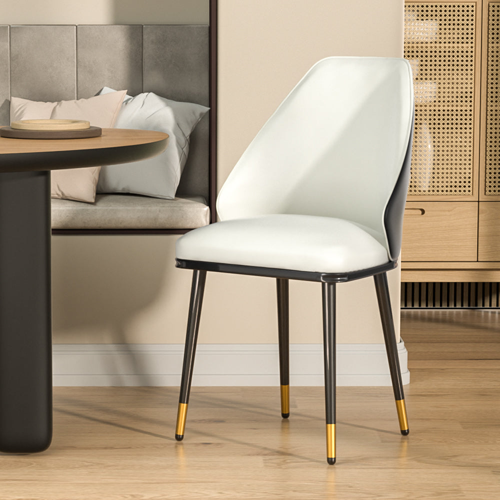 Artiss Dining Chairs Set of 2 Leather Seat Beige and Black-Furniture > Dining-PEROZ Accessories