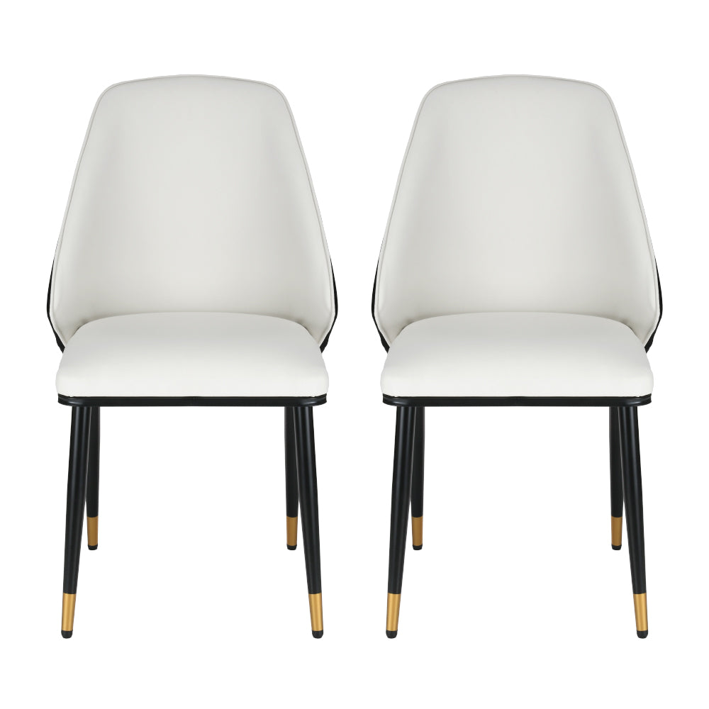 Artiss Dining Chairs Set of 2 Leather Seat Beige and Black-Furniture > Dining-PEROZ Accessories