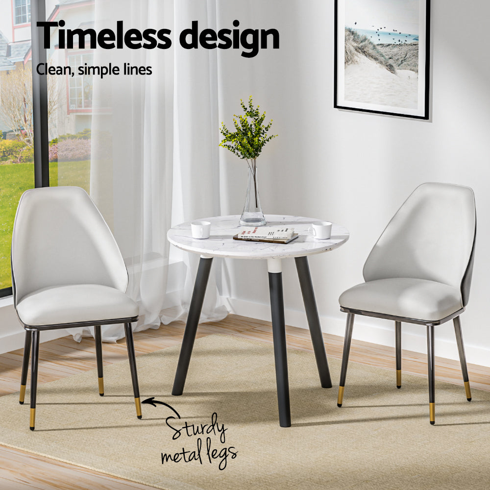 Artiss Dining Chairs Set of 2 Leather Seat Beige and Black-Furniture > Dining-PEROZ Accessories