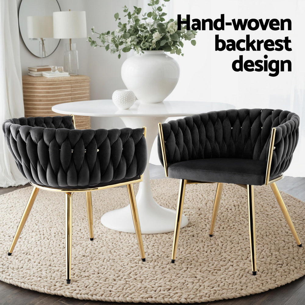 1 Set of 4 Artiss Dining Chairs Velvet Armchair Black-Furniture > Dining > Kitchen & Dining Chairs-PEROZ Accessories