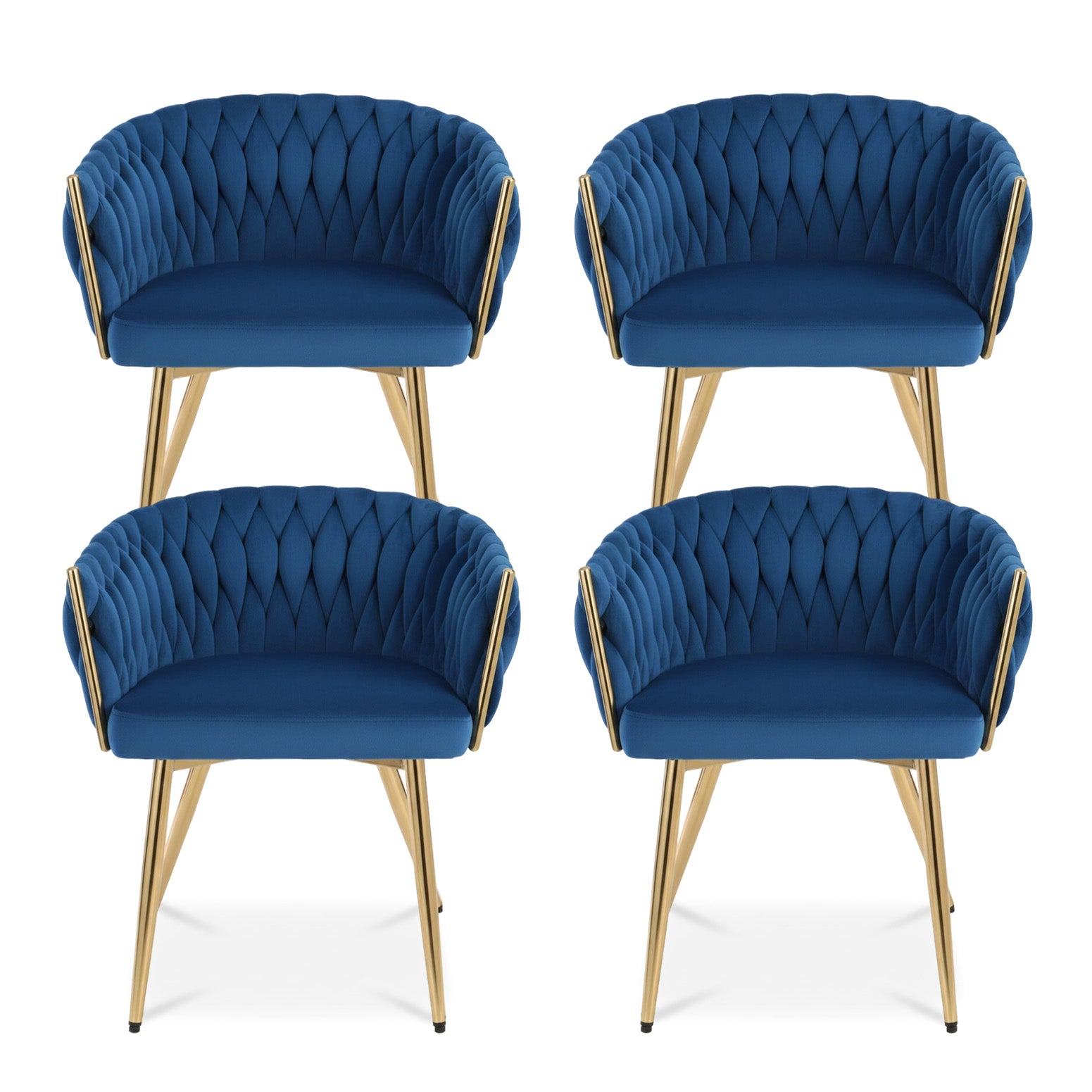 1 Set of 4 Artiss Dining Chairs Velvet Weaving Armchair Blue-Furniture > Dining > Kitchen & Dining Chairs-PEROZ Accessories