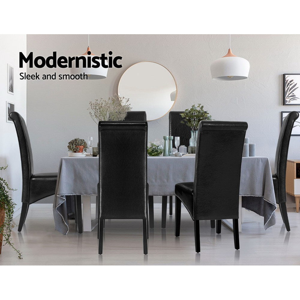 Artiss Dining Chairs Set of 2 Leather Parsons Chair Black-Furniture > Bar Stools & Chairs > Table & Bar Stools-PEROZ Accessories