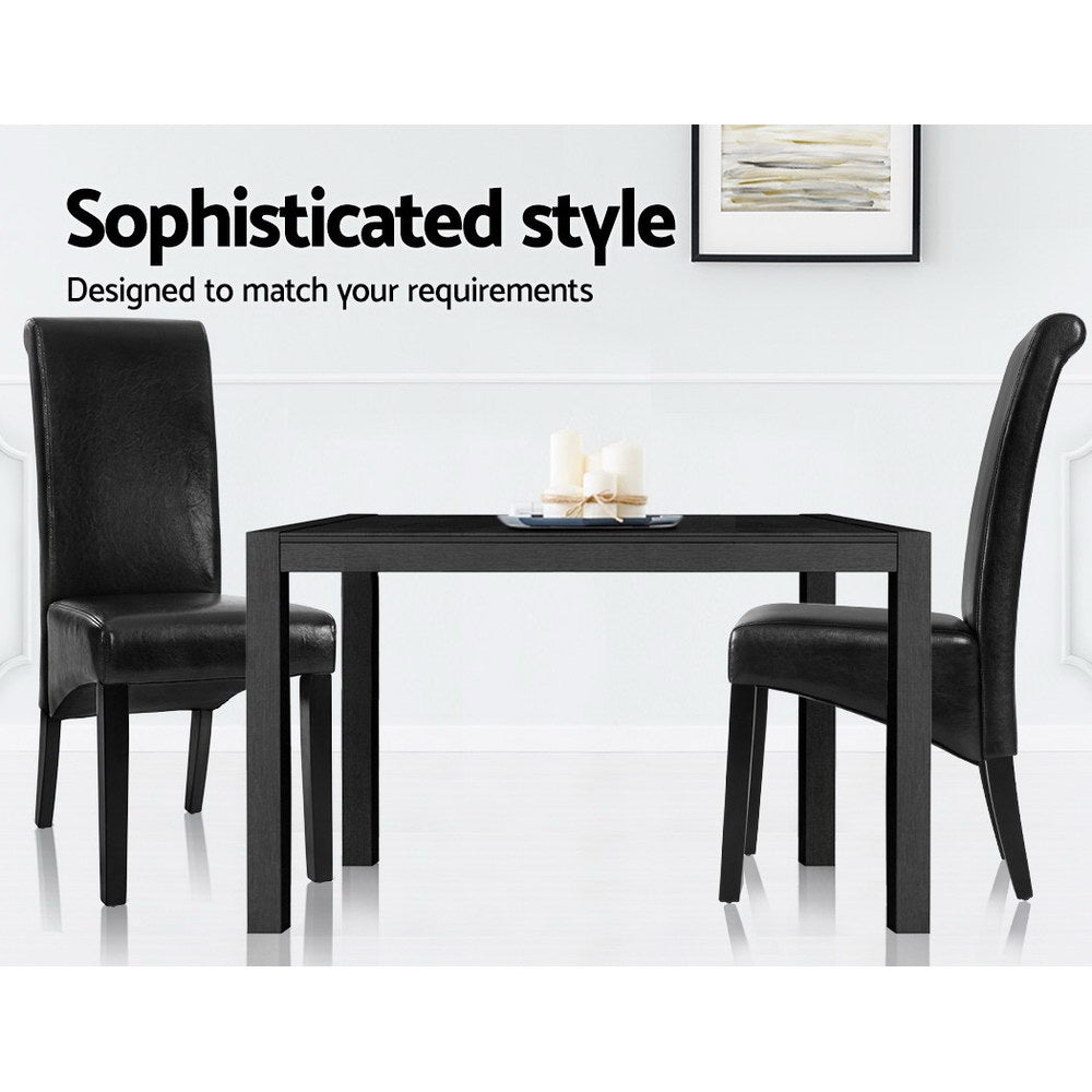 Artiss Dining Chairs Set of 2 Leather Parsons Chair Black-Furniture > Bar Stools & Chairs > Table & Bar Stools-PEROZ Accessories