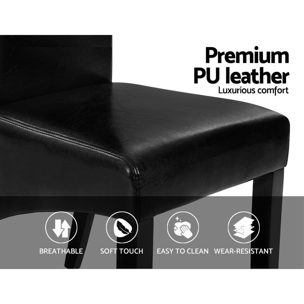 Artiss Dining Chairs Set of 2 Leather Parsons Chair Black-Furniture > Bar Stools & Chairs > Table & Bar Stools-PEROZ Accessories