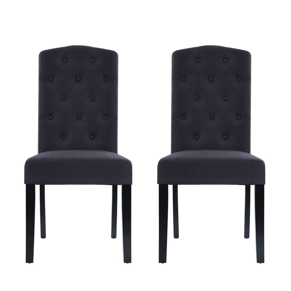 Artiss Dining Chairs Set of 2 Linen Parsons Chair Dark Grey-Dining Chairs-PEROZ Accessories