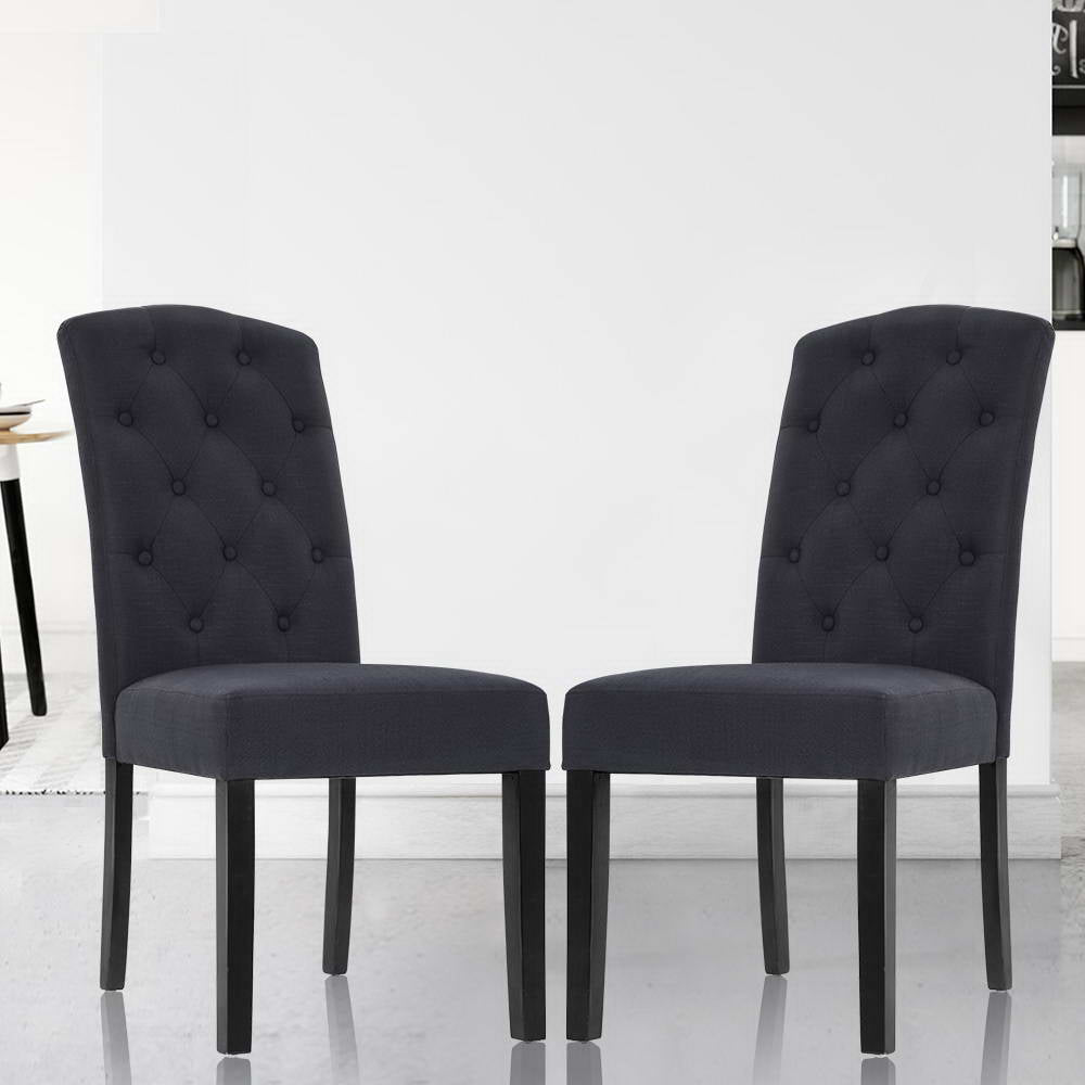Artiss Dining Chairs Set of 2 Linen Parsons Chair Dark Grey-Dining Chairs-PEROZ Accessories