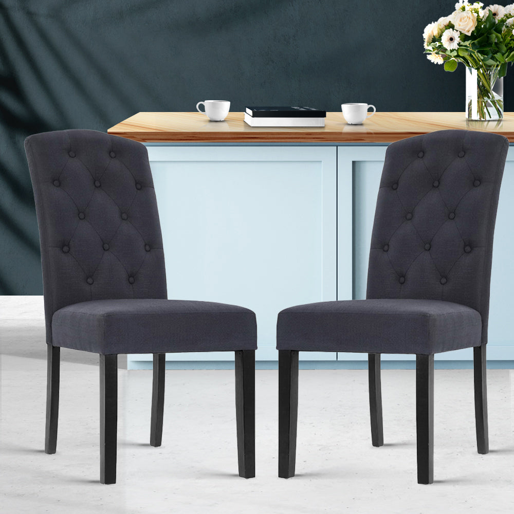 Artiss Dining Chairs Set of 2 Linen Parsons Chair Dark Grey-Dining Chairs-PEROZ Accessories