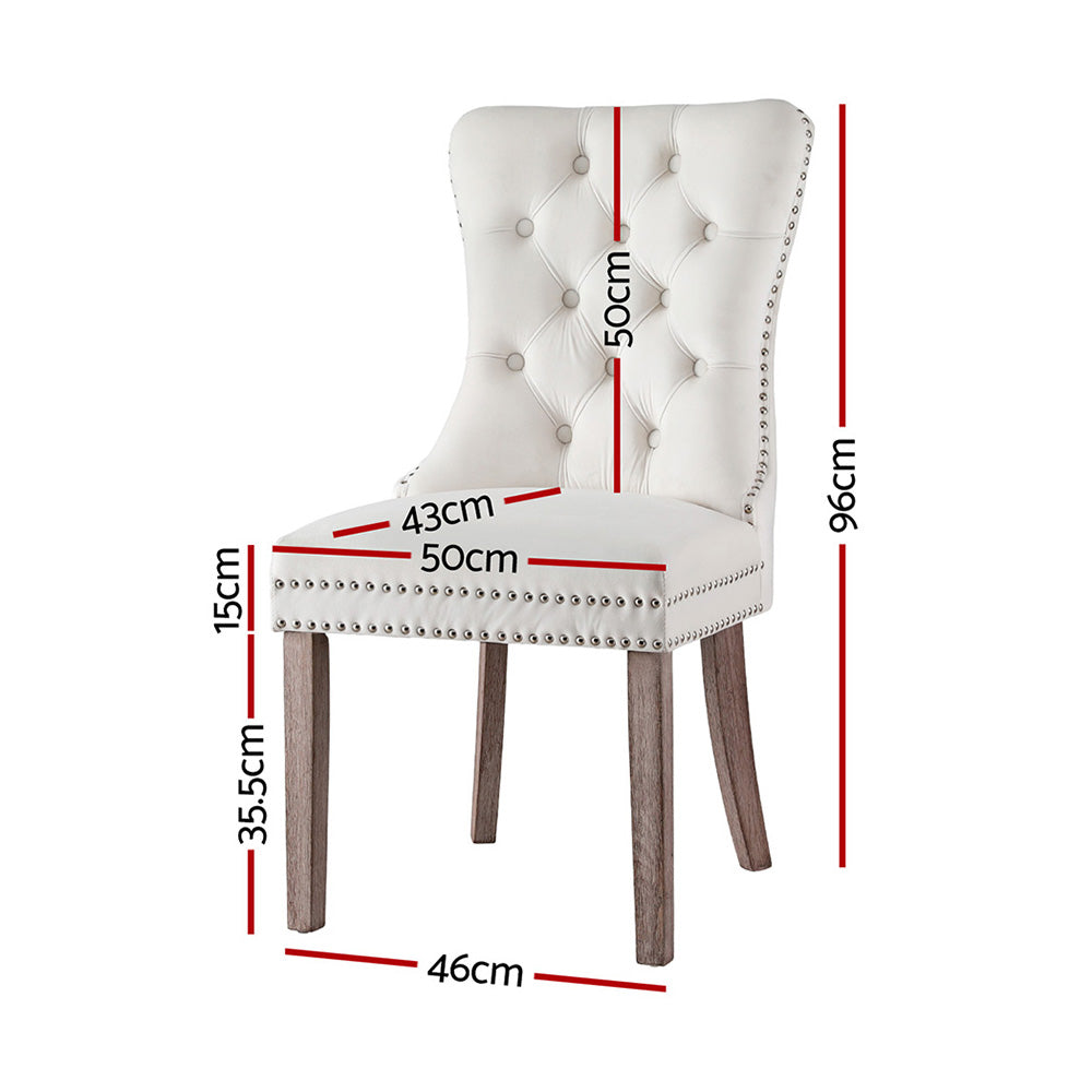 1 Set of 2 Artiss Dining Chairs Beige Velvet-Furniture > Dining > Kitchen & Dining Chairs-PEROZ Accessories