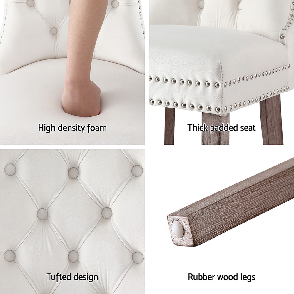 1 Set of 2 Artiss Dining Chairs Beige Velvet-Furniture > Dining > Kitchen & Dining Chairs-PEROZ Accessories