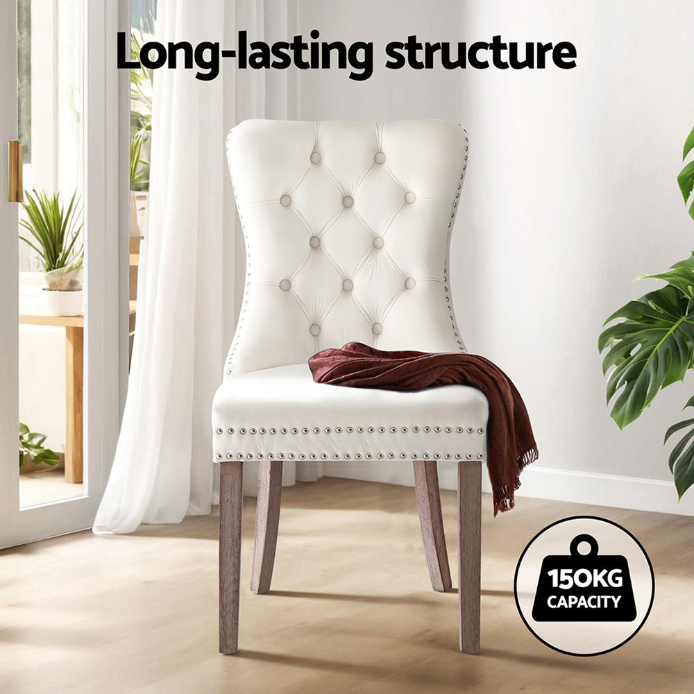 1 Set of 4 Artiss Dining Chairs Beige Velvet-Furniture > Dining > Kitchen & Dining Chairs-PEROZ Accessories