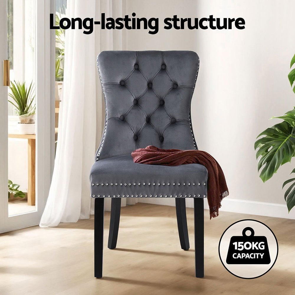 1 Set of 4 Artiss Dining Chairs Grey Velvet-Furniture > Dining > Kitchen & Dining Chairs-PEROZ Accessories