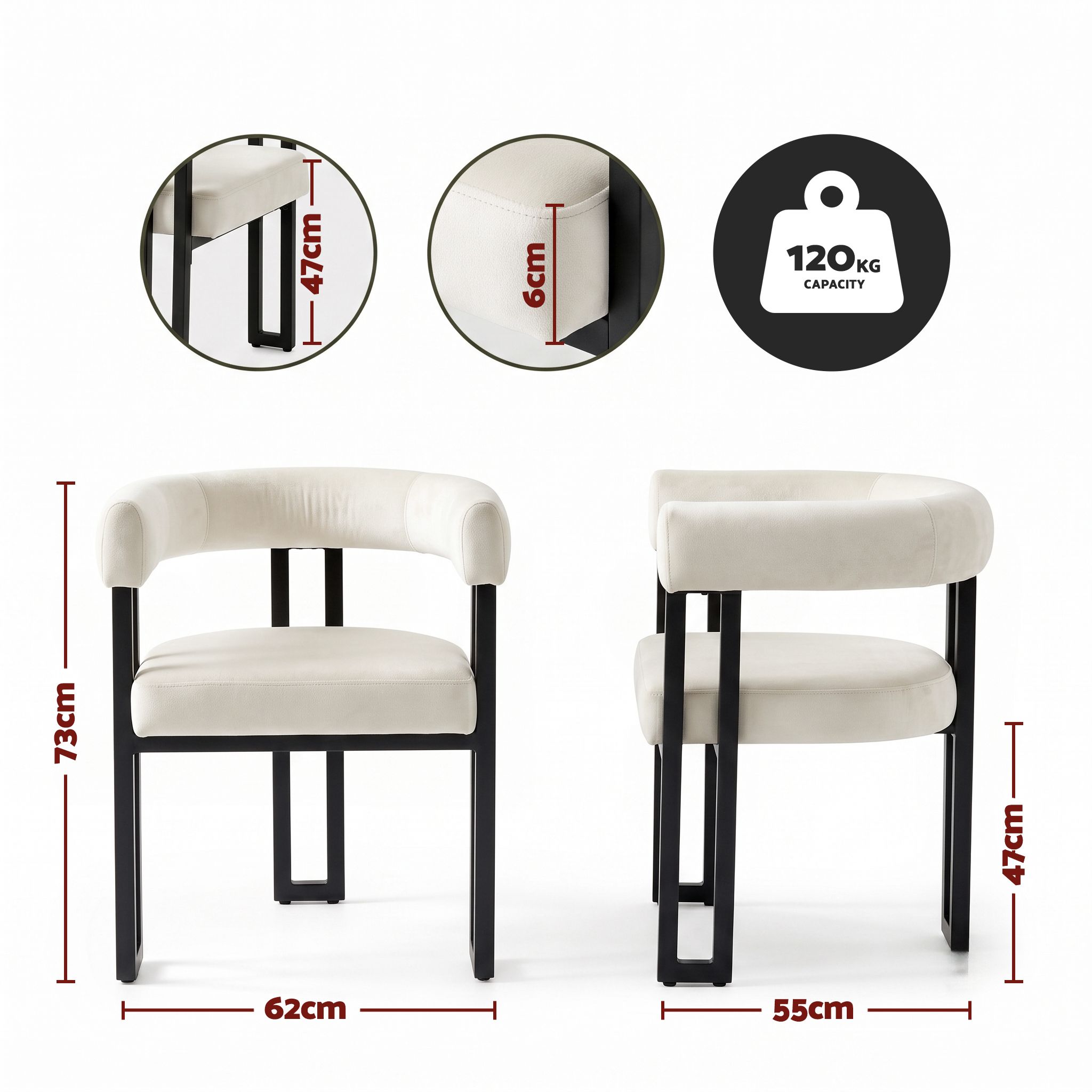 Artiss Dining Chairs Set of 4 Velvet Upholstered Barrel Chairs with Curved Armrests & Back Beige
