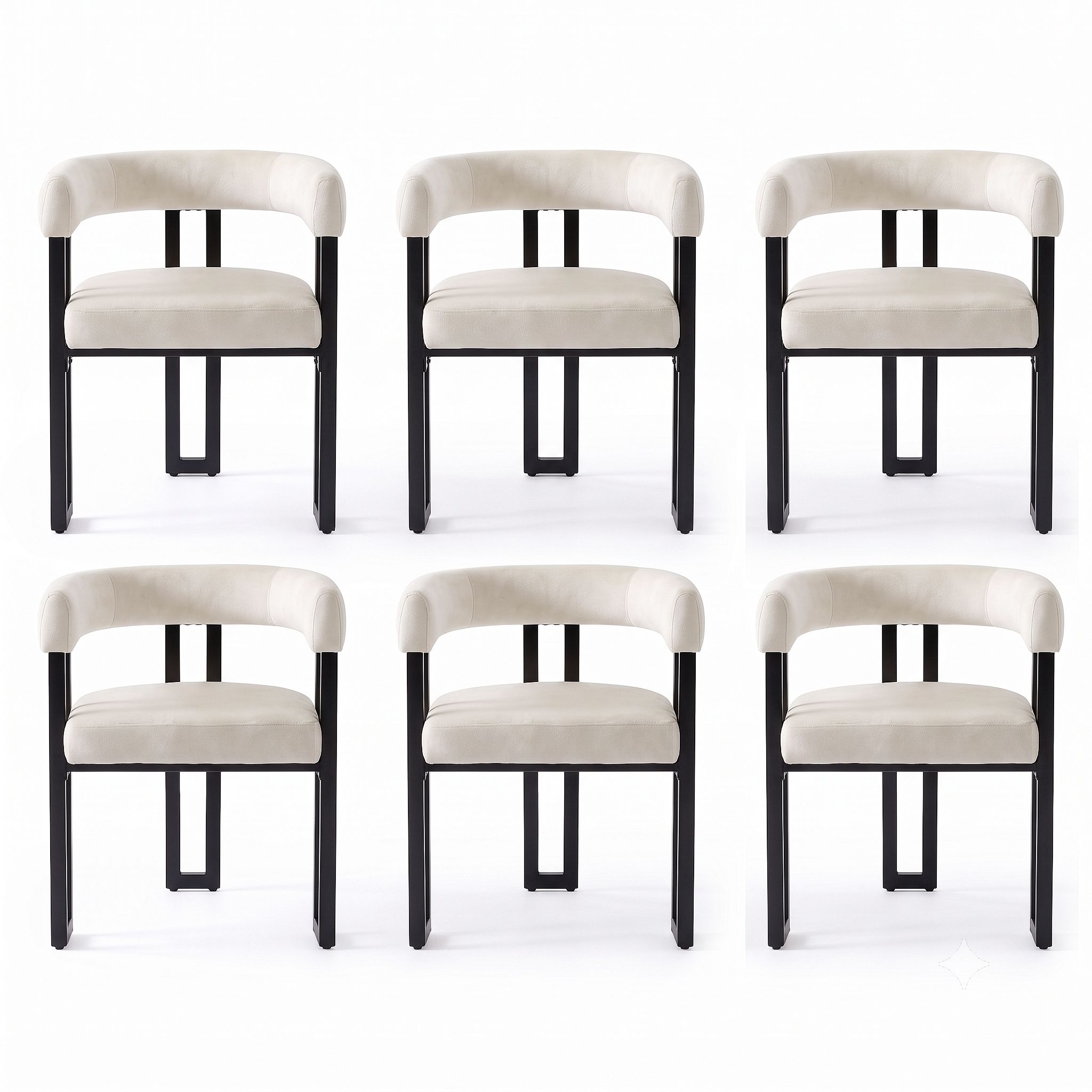 Artiss Dining Chairs Set of 6 Velvet Upholstered Barrel Chairs with Curved Armrests & Back Beige
