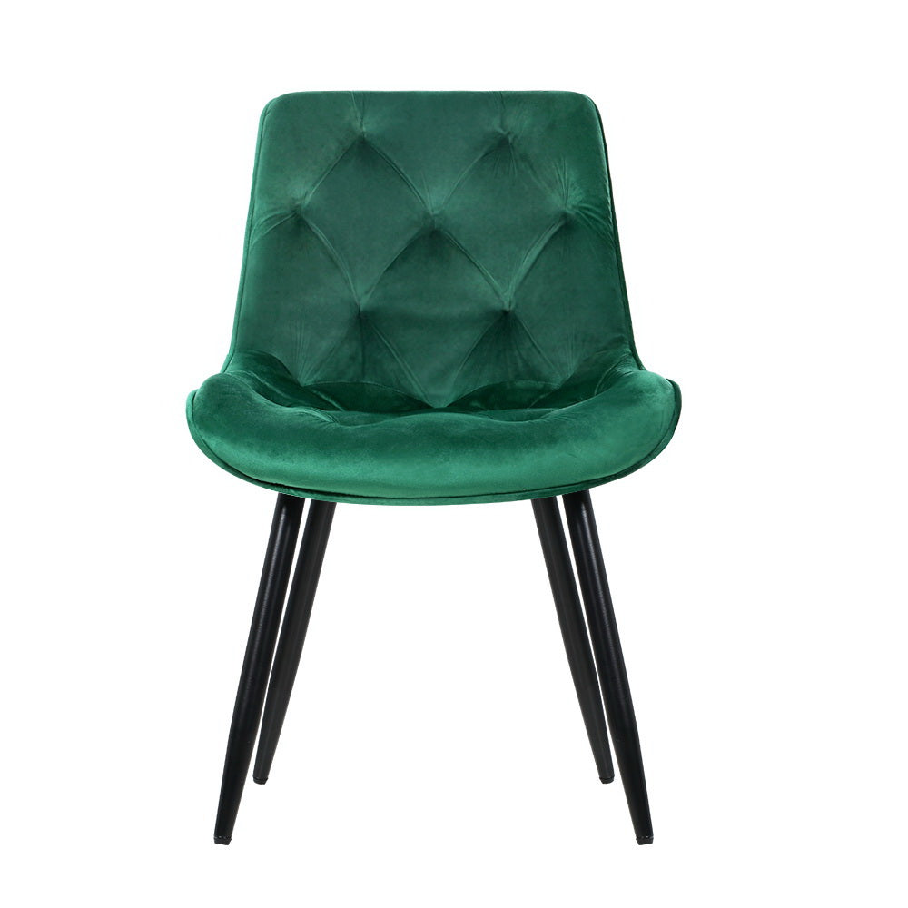 Artiss Dining Chairs Set of 2 Velvet Diamond Tufted Green-Dining Chairs-PEROZ Accessories