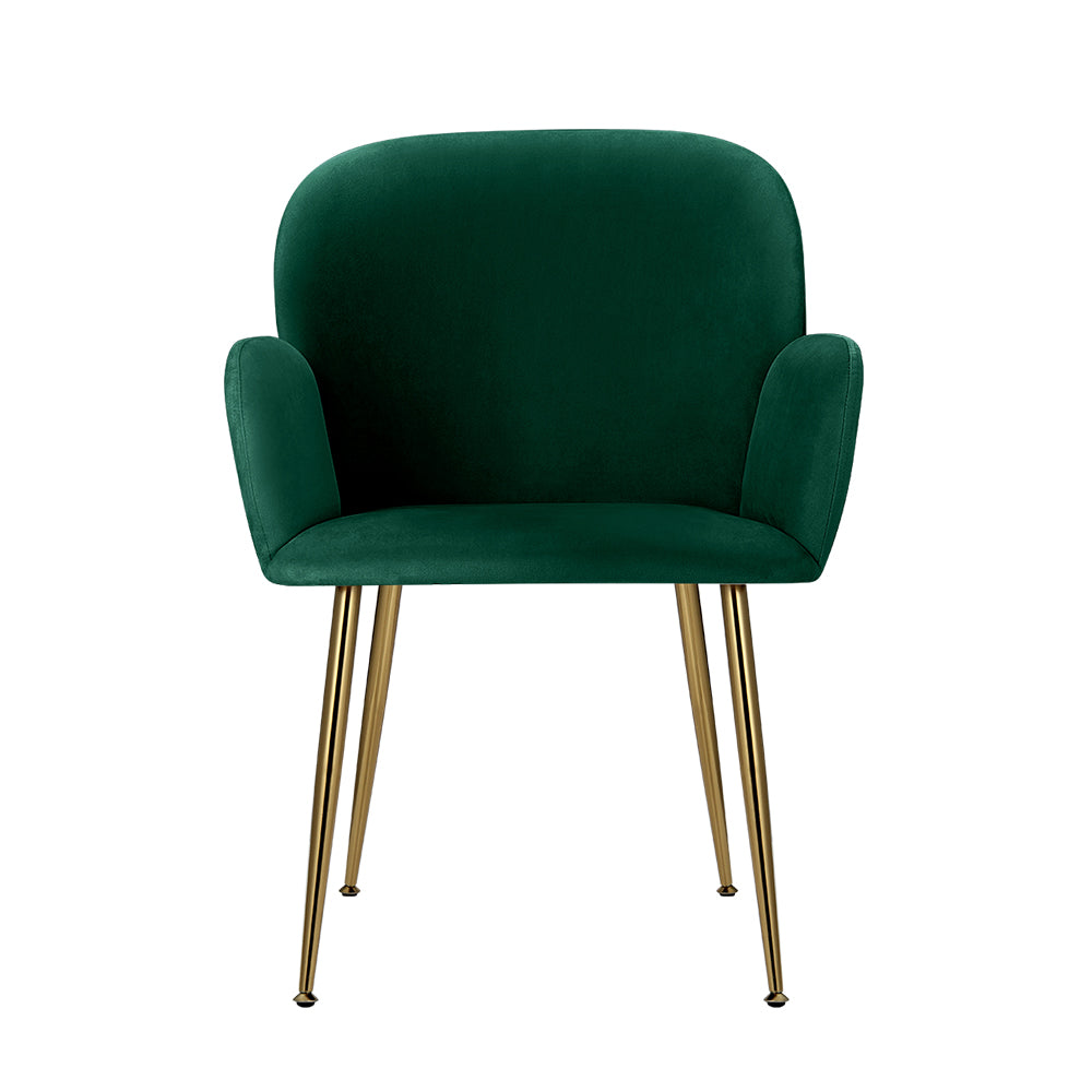 Artiss Dining Chairs Set of 2 Velvet Armchair Green-Dining Chairs-PEROZ Accessories