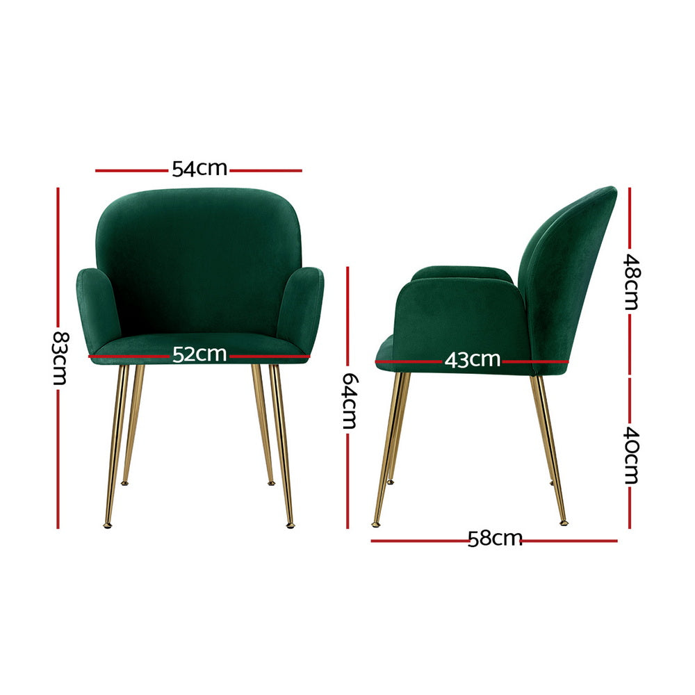 Artiss Dining Chairs Set of 4 Velvet Armchair Green-Furniture > Dining > Kitchen & Dining Chairs-PEROZ Accessories
