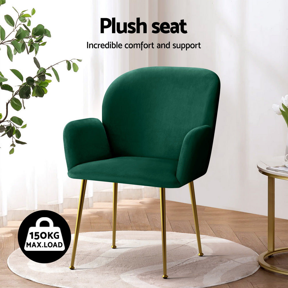 Artiss Dining Chairs Set of 4 Velvet Armchair Green-Furniture > Dining > Kitchen & Dining Chairs-PEROZ Accessories