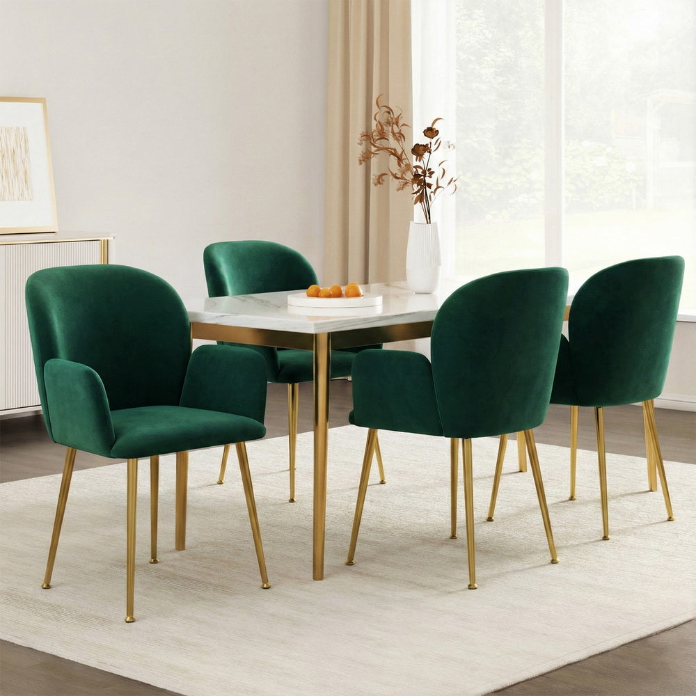 Artiss Dining Chairs Set of 4 Velvet Armchair Green-Furniture > Dining > Kitchen & Dining Chairs-PEROZ Accessories