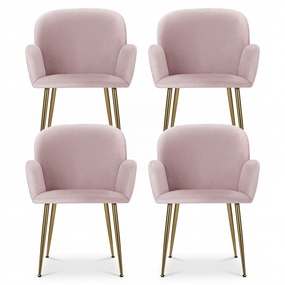 Artiss Dining Chairs Set of 4 Velvet Armchair Pink-Furniture > Dining > Kitchen & Dining Chairs-PEROZ Accessories