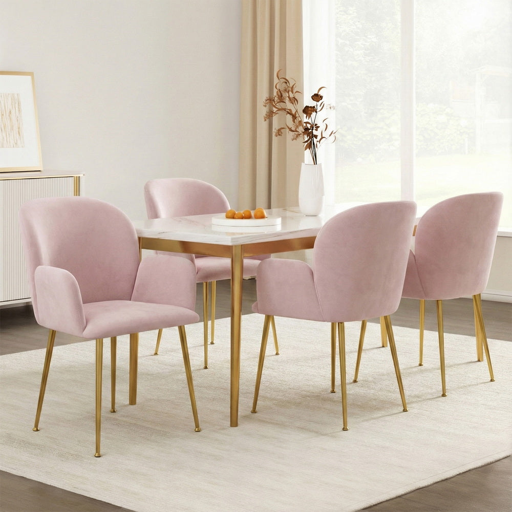 Artiss Dining Chairs Set of 4 Velvet Armchair Pink-Furniture > Dining > Kitchen & Dining Chairs-PEROZ Accessories