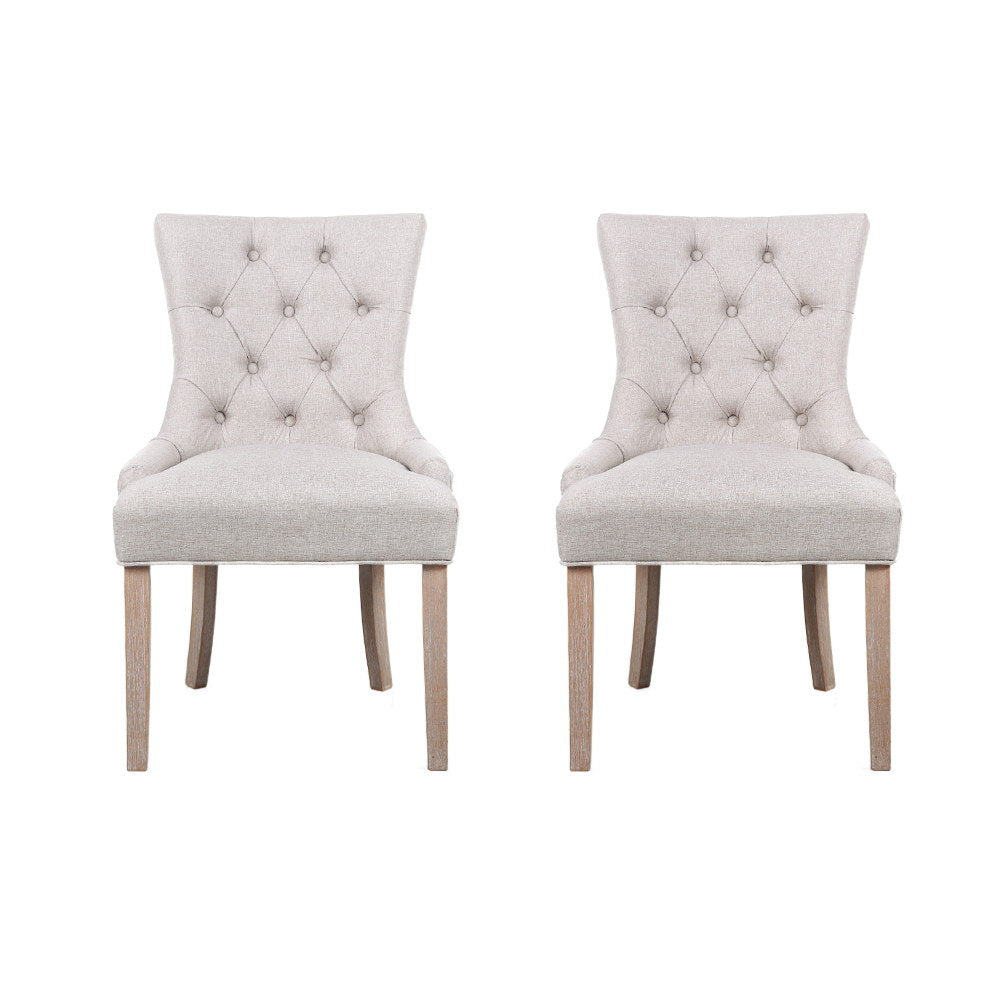 Artiss Dining Chairs Set of 2 Linen French Provincial Beige-Dining Chairs-PEROZ Accessories