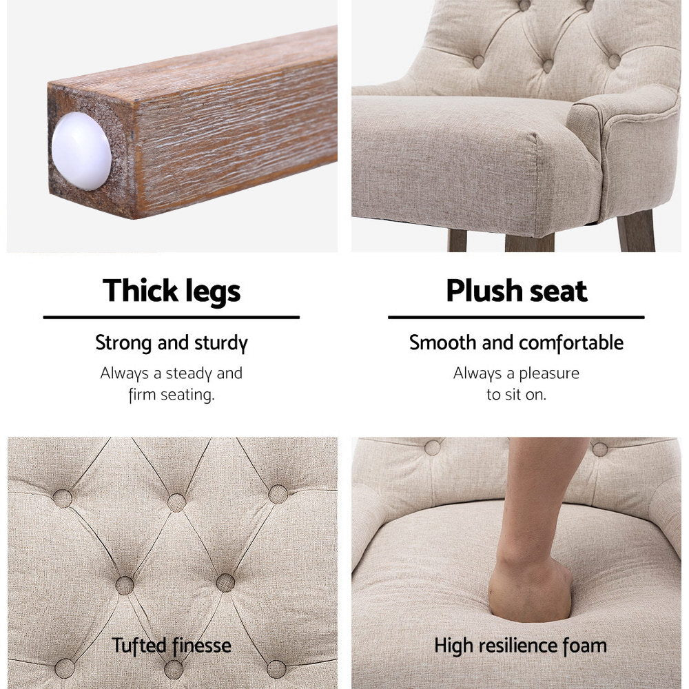 Artiss Dining Chairs Set of 2 Linen French Provincial Beige-Dining Chairs-PEROZ Accessories