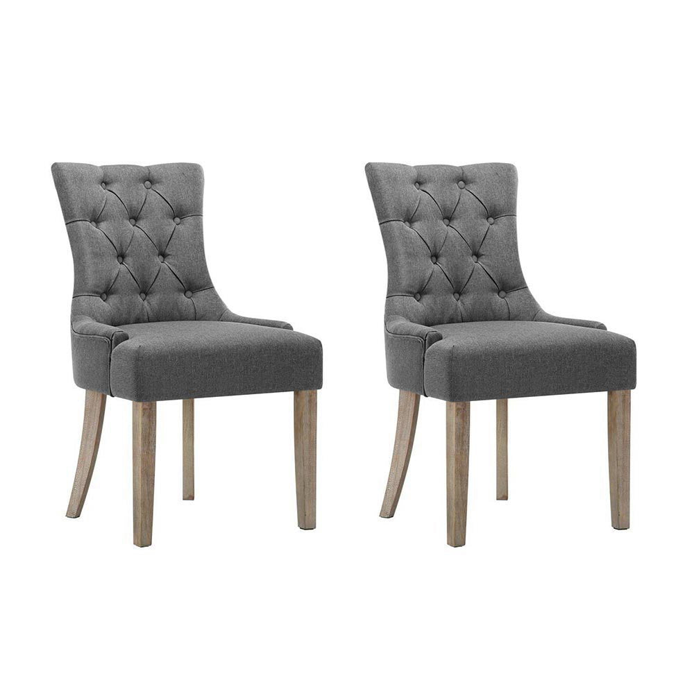 Artiss Dining Chairs Set of 2 Linen French Provincial Grey-Dining Chairs-PEROZ Accessories