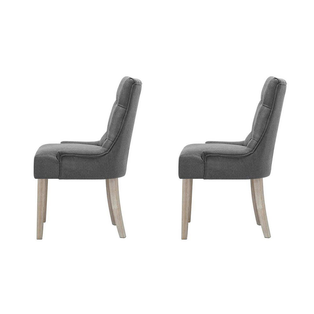 Artiss Dining Chairs Set of 2 Linen French Provincial Grey-Dining Chairs-PEROZ Accessories