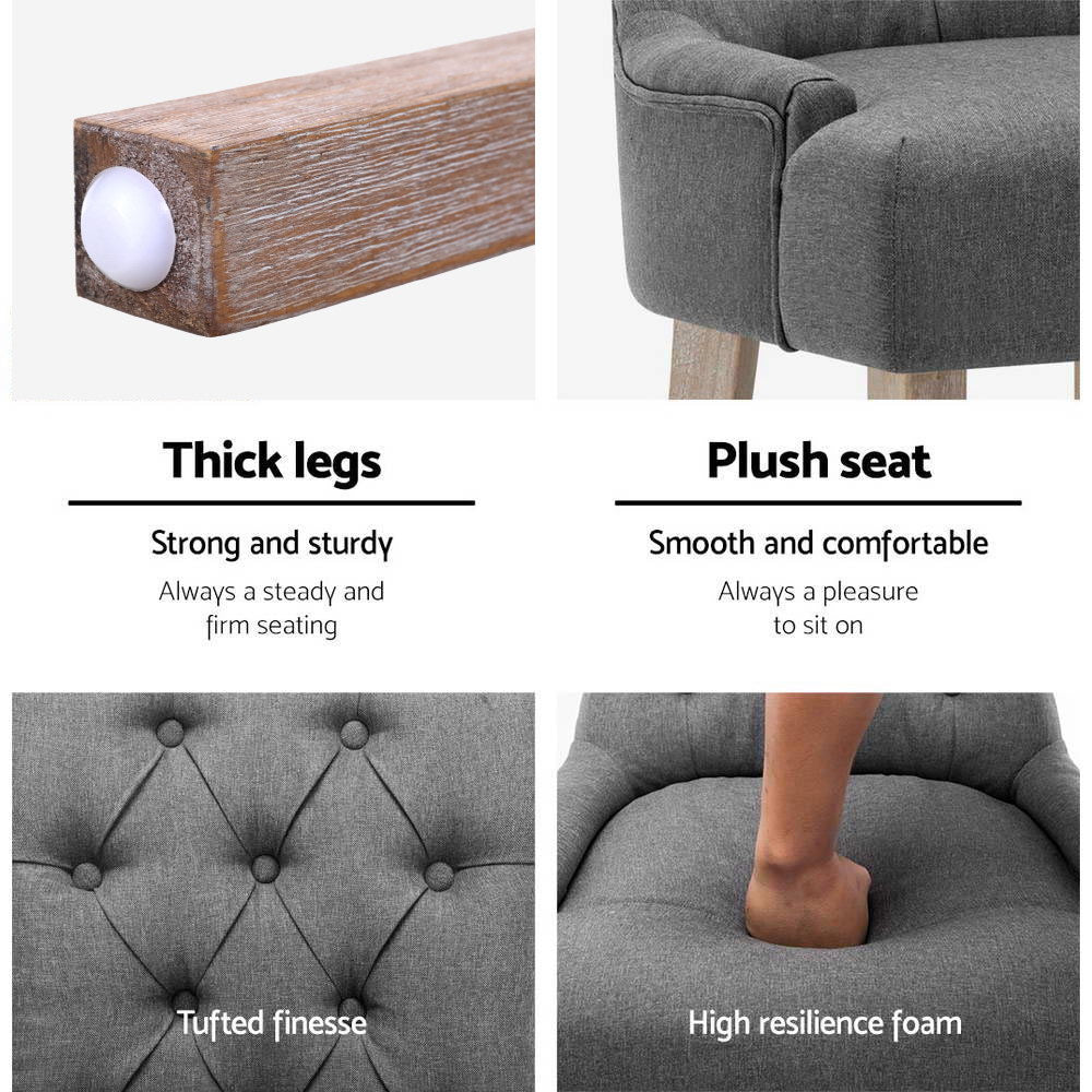 Artiss Dining Chairs Set of 2 Linen French Provincial Grey-Dining Chairs-PEROZ Accessories