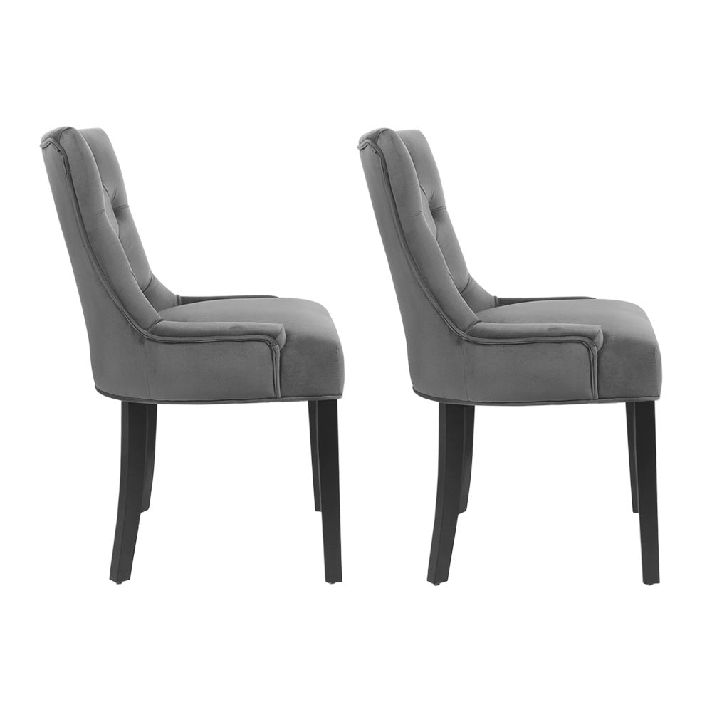 Artiss Dining Chairs Set of 2 Velvet French Provincial Grey-Dining Chairs-PEROZ Accessories