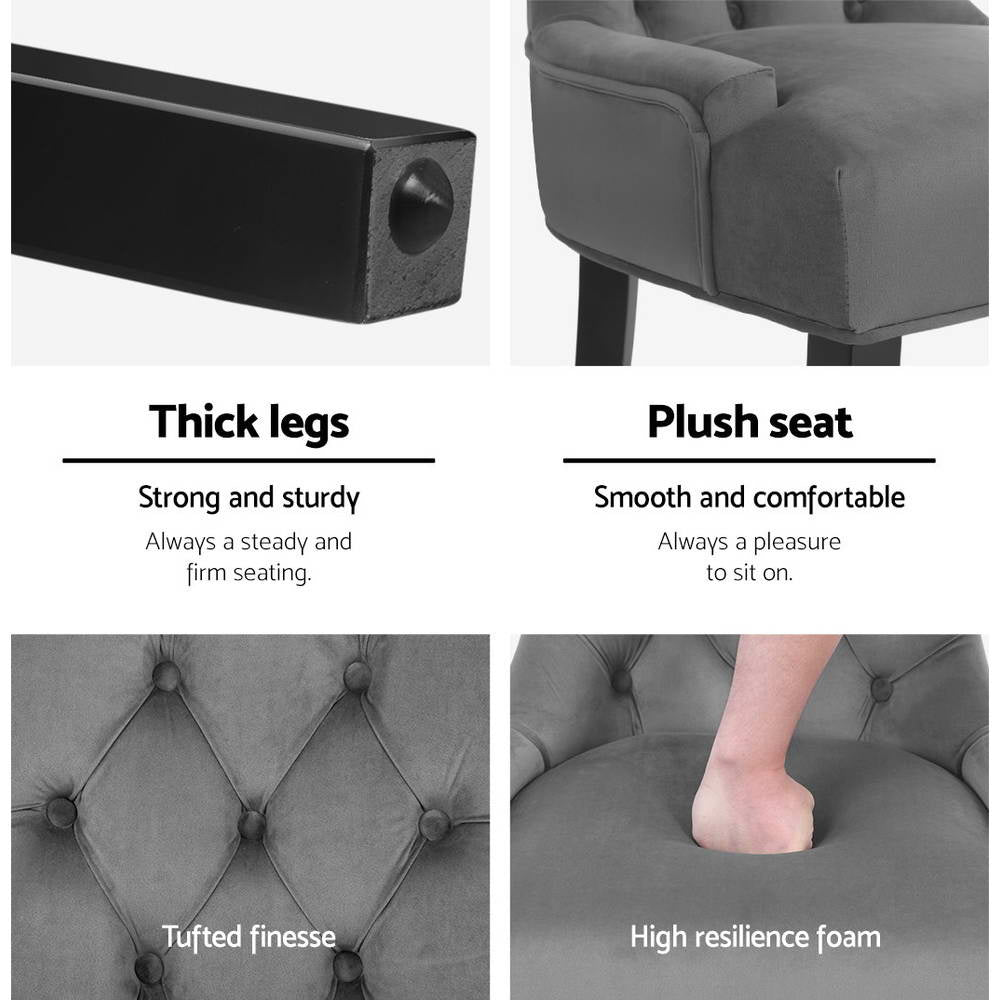 Artiss Dining Chairs Set of 2 Velvet French Provincial Grey-Dining Chairs-PEROZ Accessories