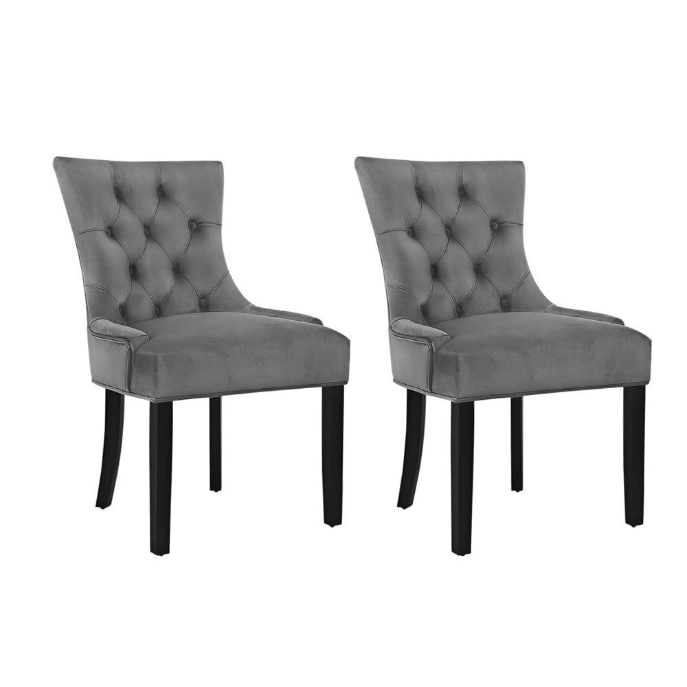 Artiss Dining Chairs Set of 2 Velvet French Provincial Grey-Dining Chairs-PEROZ Accessories