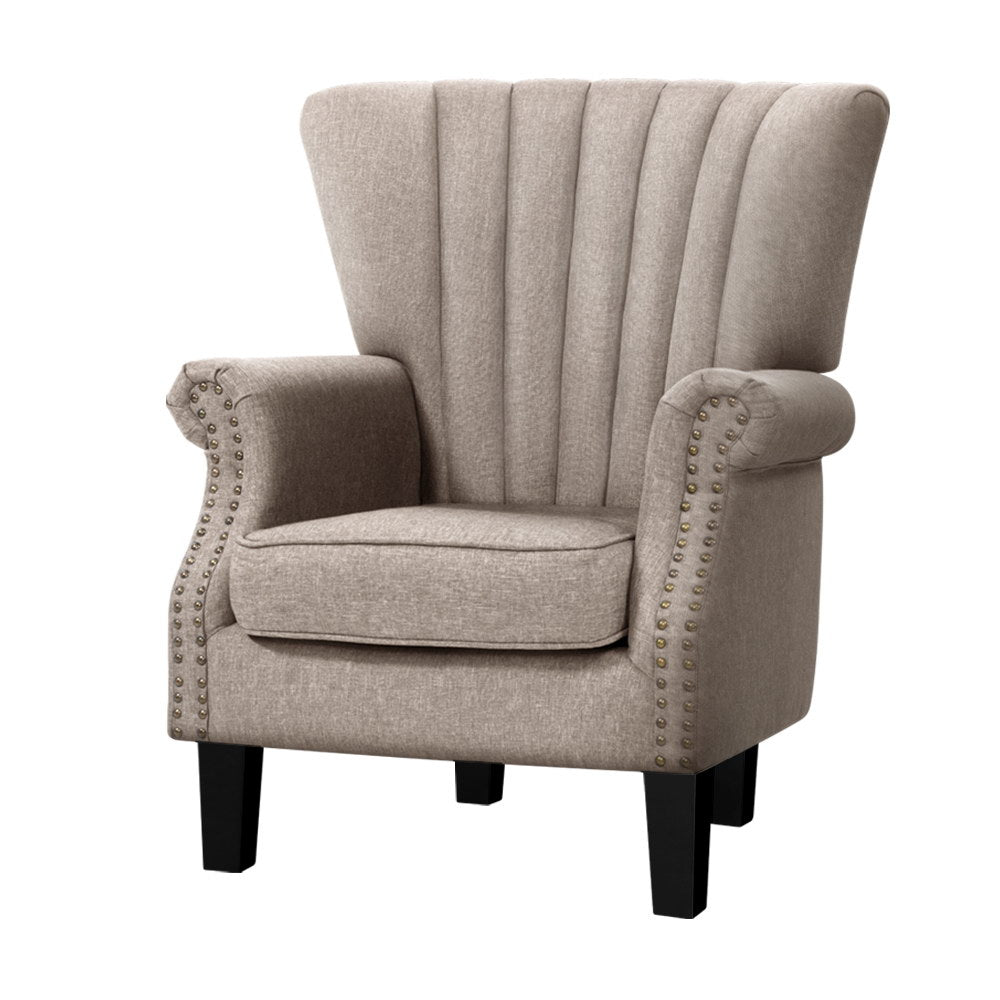 Artiss Armchair Wingback Beige Andrew-Furniture > Living Room-PEROZ Accessories
