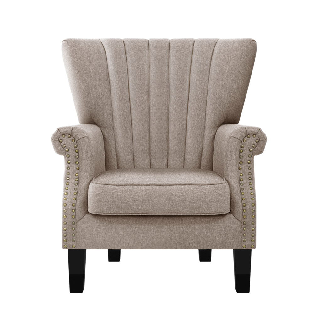 Artiss Armchair Wingback Beige Andrew-Furniture > Living Room-PEROZ Accessories